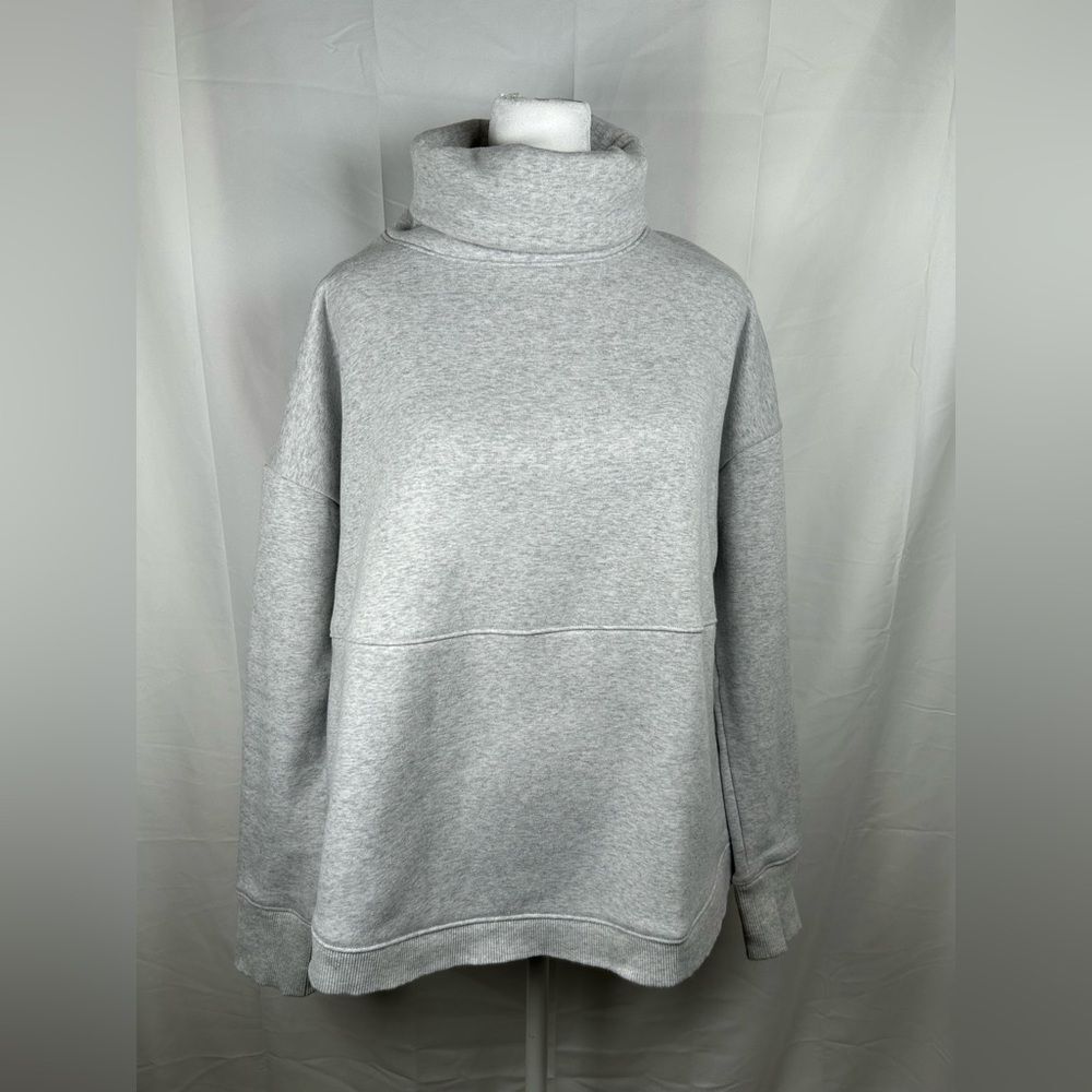 Athleta Oversized Sweatshirt XS Gray Fleece Lined Roll Neck Cozy